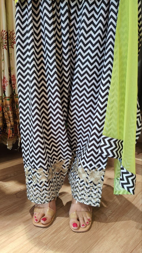 Neon Green Chevron Farshi Suit Set