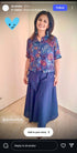 Blue Shirt with Drape Flared Pants