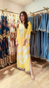 Leheriya Yellow Mirrorwork Kaftan Dress