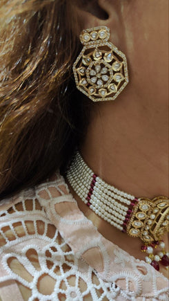 Red Drop Kundan Choker Set