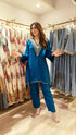 Mirror Blue C Cut Kurta With Pants