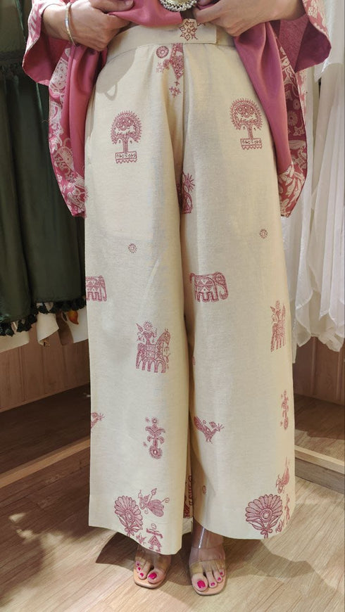 Pink Cream Kaftan Coord Set