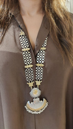 Dual Tone Long Necklace Set