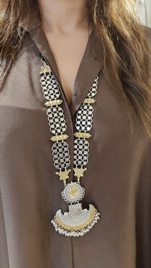 Brown Cream Kaftan Coord Set