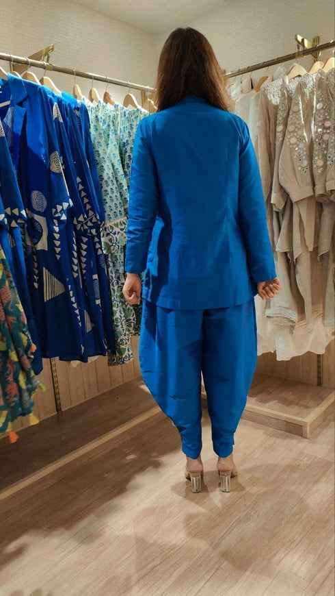 Peacock Blue Jumpsuit with Jacket
