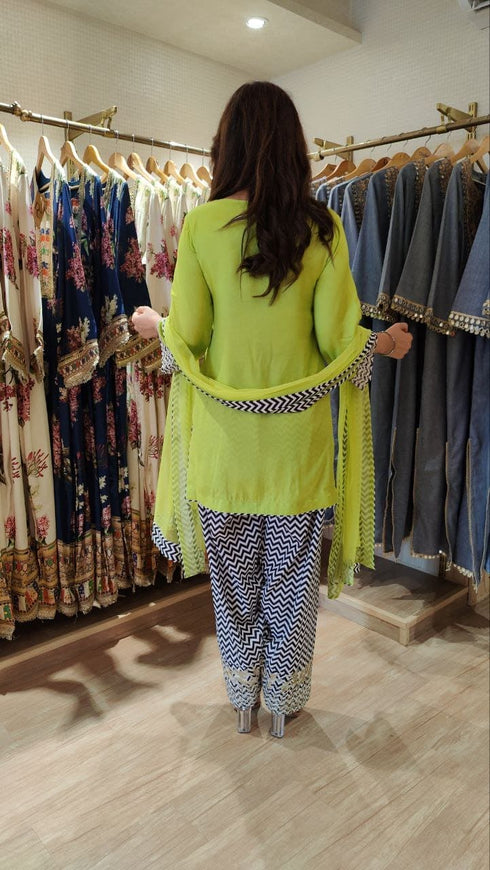 Neon Green Chevron Farshi Suit Set
