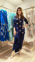 Gold Blue Short Kurta with Dhoti Skirt
