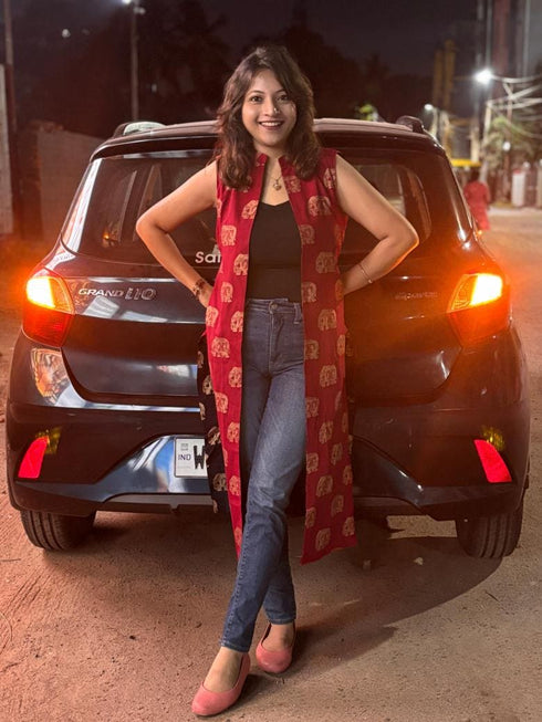 Red and Navy Blue Reversible Jacket