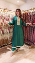 Emerald Green Long Kurta with Pant - Jacquard Silk