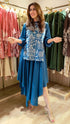 Panihari Blue High Low Kurta with Ghera Skirt