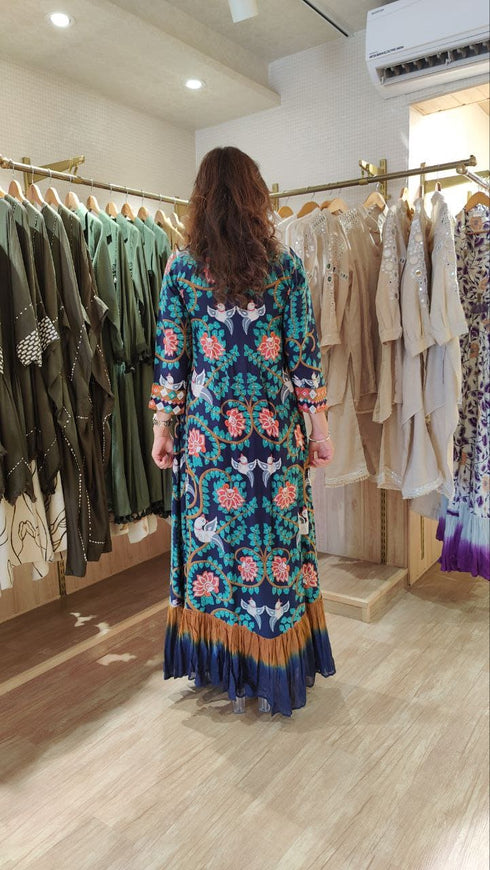 Floral Green A-Line Dress