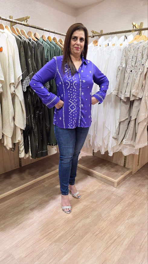 Kareena Purple Bandhini Shirt