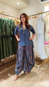 Jaipuri Blue Drape Skirt Set For Women