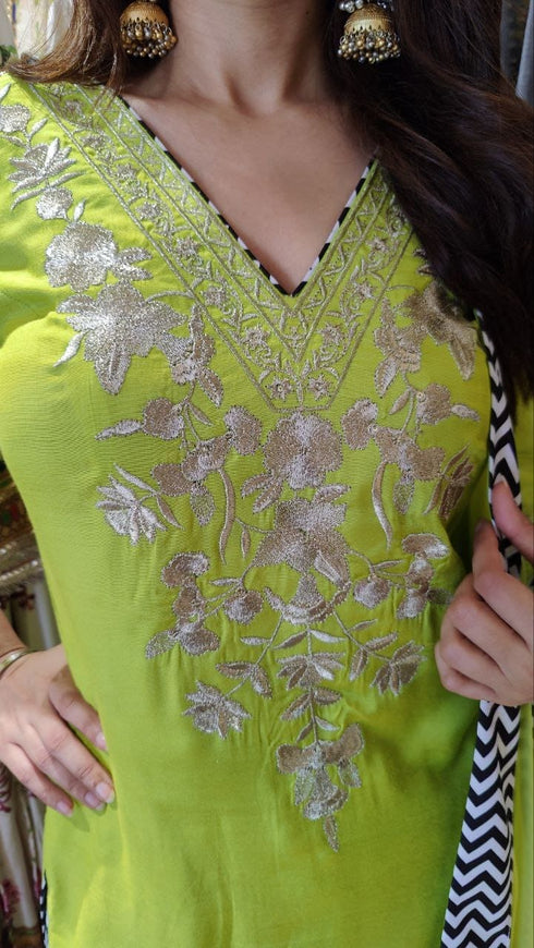 Neon Green Chevron Farshi Suit Set