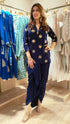 Gold Blue Short Kurta with Dhoti Skirt
