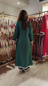 Emerald Green Long Kurta with Pant - Jacquard Silk