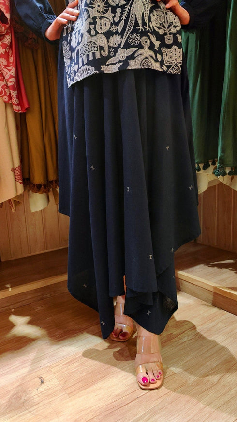 Panihari Black High Low Kurta with Ghera Skirt