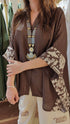 Brown Cream Kaftan Coord Set