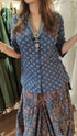 Jaipuri Blue Drape Skirt Set For Women