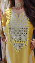 Leheriya Yellow Mirrorwork Kaftan Dress