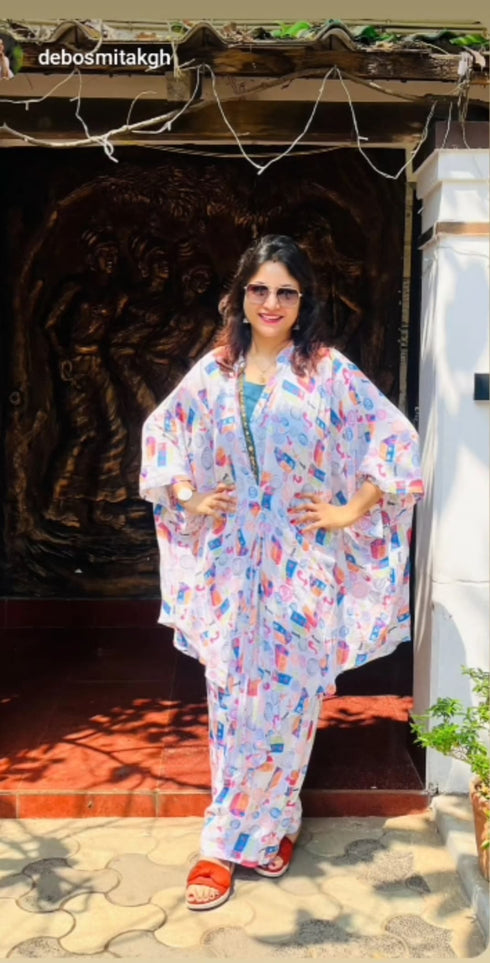 Blue White Doodle - Three Piece Coord Set