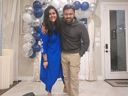 (@DivyankaTripathi) Royal Blue Embroidery Jumpsuit