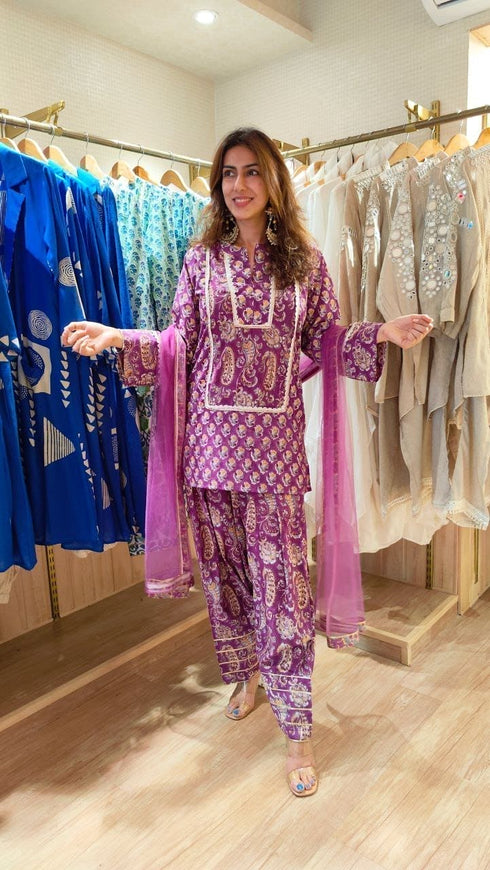 Jaipuri Purple Farshi Salwar Set