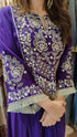 Purple Drape Skirt Set with Embroidered High-Low Top