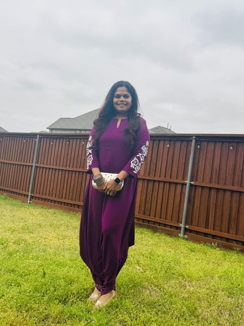 Purple Embroidery Jumpsuit