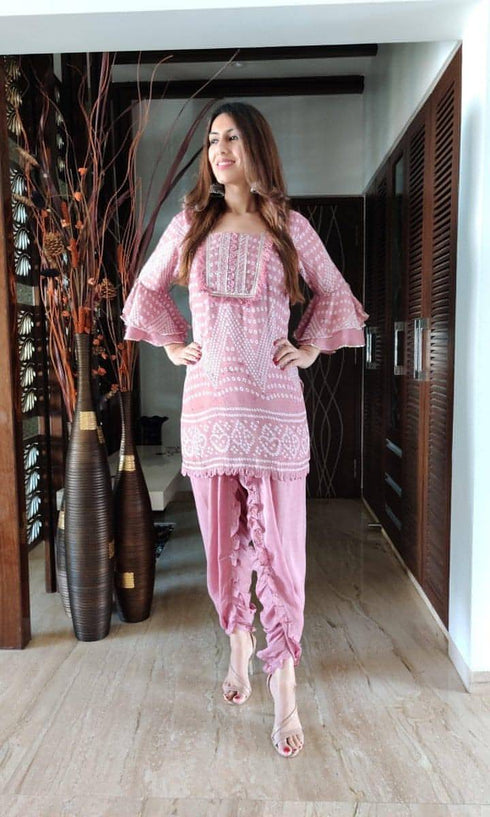 Rosewood Bandhini Dhoti Set