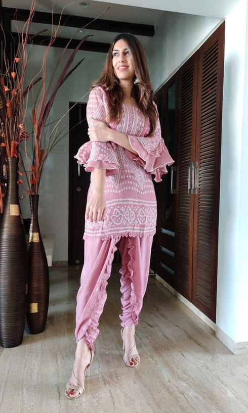 Rosewood Bandhini Dhoti Set