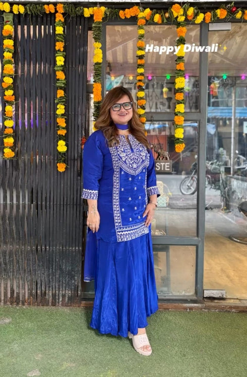 Royal Blue Sharara Set - view 11