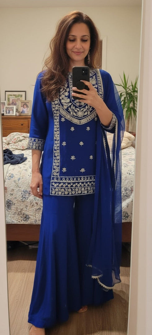 Royal Blue Sharara Set - view 2