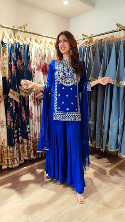 Royal Blue Sharara Set - view 3