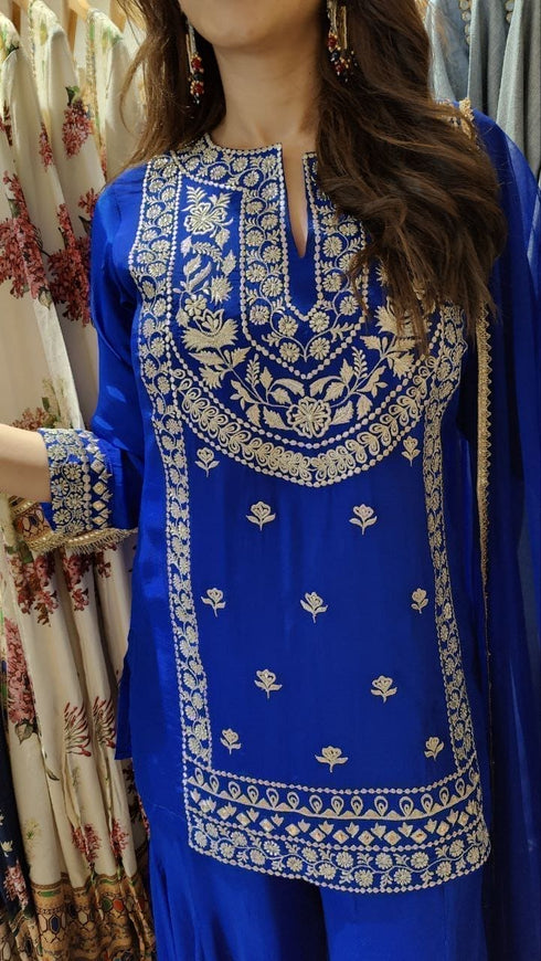 Royal Blue Sharara Set - view 6