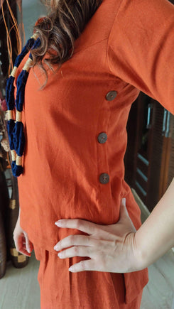 Rust Coord Set With Necklace