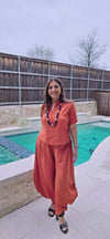 Rust Coord Set With Necklace