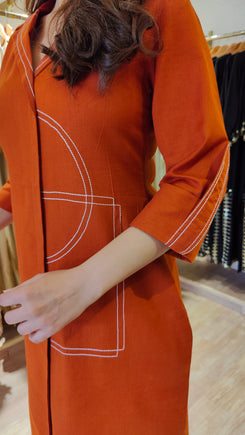 Rust Geometric Embroidered Coord Set - view 3