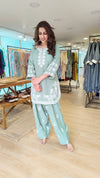 Sage Green Floral Embroidered Farshi Set - view 4