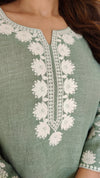 Sage Green Floral Embroidered Farshi Set - view 9