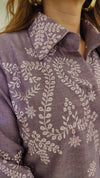 Schiffli Embroidered Lilac Purple Shirt Coord Set - view 6