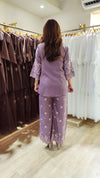 Schiffli Embroidered Lilac Purple Shirt Coord Set - view 8