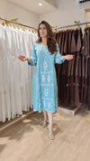 Serene Blue Hand Embroidered Lucknowi Dress - view 2