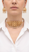 Elephant Filigree Gold Choker Necklace Set, alternate view, Label DC