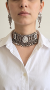 Moonstone Leaf Silver Choker Necklace Set, alternate view, Label DC