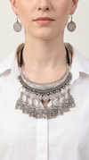 Coin Fringe Silver Hasli Necklace Set, alternate view, Label DC