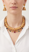 Navratna Antique Gold Hasli Necklace Set, alternate view, Label DC