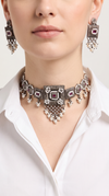 Ruby Square Silver Choker Necklace Set, alternate view, Label DC