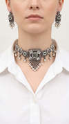 Emerald Square Silver Choker Necklace Set, alternate view, Label DC