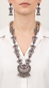 Ruby Elephant Silver Long Necklace Set, alternate view, Label DC